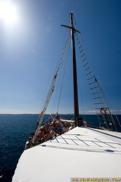 croatia. electric elephant festival. boat party. petrcane. 