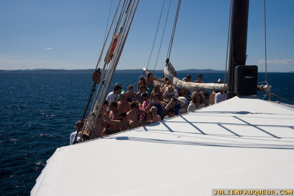 croatia. electric elephant festival. boat party. petrcane. 