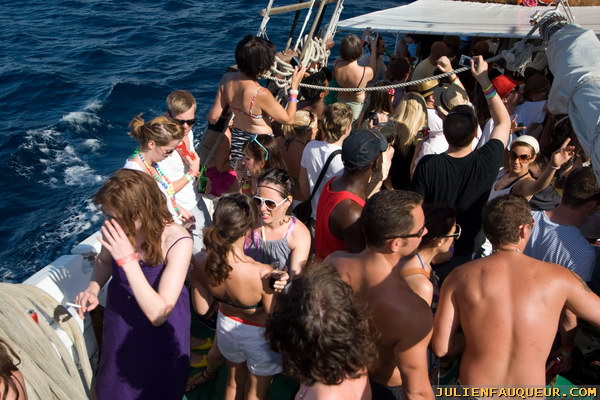 croatia. electric elephant festival. boat party. petrcane. 