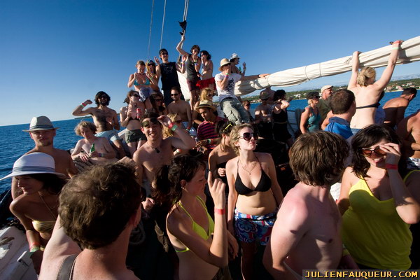 croatia. electric elephant festival. boat party. petrcane. 
