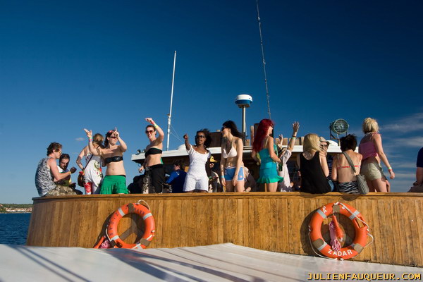 croatia. electric elephant festival. boat party. petrcane. 