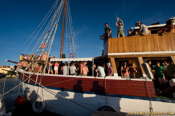 croatia. electric elephant festival. boat party. petrcane. 